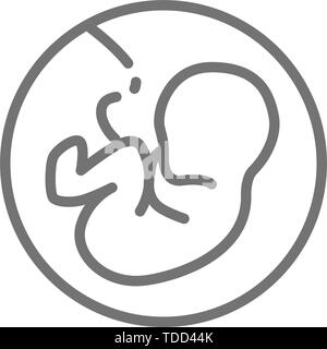 Baby im Mutterleib, Embryo, menschlichen Fötus Symbol Leitung. Stock Vektor