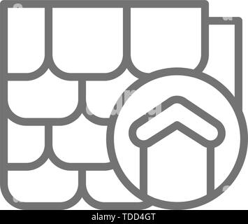 Dach Ersatz, Reparatur Dach Baustoffe für Haus Symbol Leitung. Stock Vektor