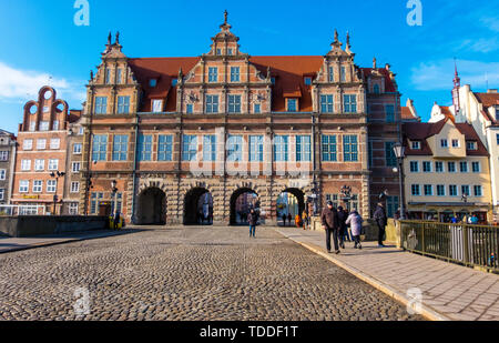 Danzig, Polen - Februar 08, 2019: Green Gate, gebaut als die formale Residenz der polnischen Könige zu dienen. Danzig, Polen Stockfoto