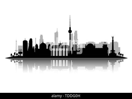 Berlin silhouette Vector Illustration auf weißem Hintergrund mit Schatten 3d Vektor isoliert Stock Vektor