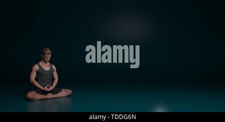 Meditation Hintergrund mit Mann sitzt im Lotus Position Stockfoto