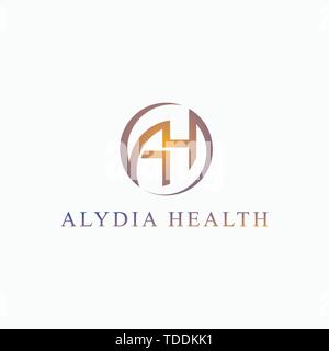 Kreis abstrakt Schreiben AH erste Alphabet Logo Design Template weißer Hintergrund Stock Vektor