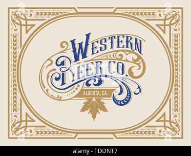 Vintage logo Schablone mit klassischen Rahmen. Vektor 2-in-1 Stock Vektor