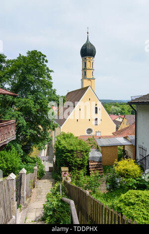 Wolfratshausen: Kirche St. Andreas, Altstadt in Oberbayern, Tölzer Land, Oberbayern, Bayern, Bayern, Deutschland Stockfoto