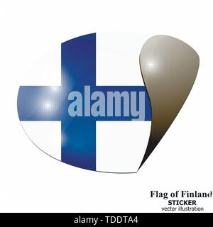 Aufkleber mit Fahne von Finnland. Bunte Illustrationen mit Fahne für Web Design. Abbildung mit Flagge. Stock Vektor