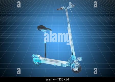 Visualisierung 3D-CAD-Modell der elektrischen Kick scooter. 3D-Rendering Stockfoto