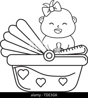 Cute baby baby dusche mit babybetreuung Elemente cartoon Vector Illustration graphic design Stock Vektor