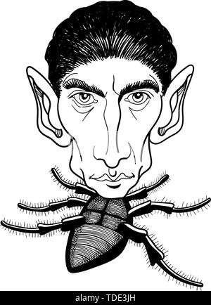 Franz Kafka line Art Portrait. Er war ein Deutschsprachigen Böhmischen jüdischen Schriftsteller und Short story writer. Vektor Stock Vektor