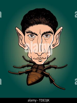 Franz Kafka line Art Portrait. Er war ein Deutschsprachigen Böhmischen jüdischen Schriftsteller und Short story writer. Vektor Stock Vektor