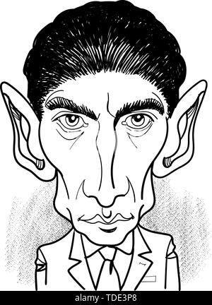 Franz Kafka line Art Portrait. Er war ein Deutschsprachigen Böhmischen jüdischen Schriftsteller und Short story writer. Vektor Stock Vektor