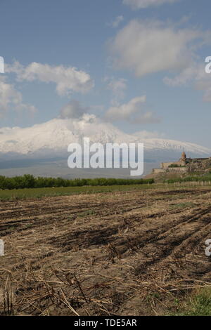 In Armenien Khor Virap das alte Kloster mittelalterlicher Architektur in der Nähe der Berg und die ararat Stockfoto