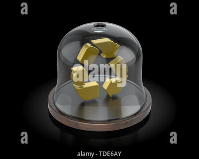 Bereiten Symbol unter der Kuppel auf einem schwarzen Hintergrund. 3D-Darstellung. Stockfoto