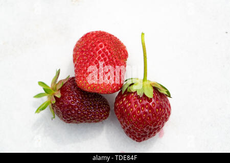 Ganze Erdbeeren auf weißem Hintergrund Stockfoto