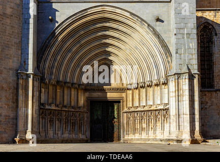 Toren der Kathedrale der Heiligen Maria von Girona, Katalonien, Spanien Stockfoto