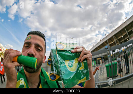 Morumbi Stadion, Sao Paulo, Brasilien. 14 Juni, 2019. Copa America international Fußball, Brasilien gegen Bolivien; Fan von Brasilien Credit: Aktion plus Sport/Alamy leben Nachrichten Stockfoto