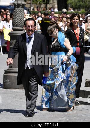 Sevilla, Spanien. 15 Juni, 2019. Die Gäste kommen an die Hochzeit von Sergio Ramos und Pilar rubio in Sevilla, Samstag, Juni 16, 2019 Credit: CORDON PRESSE/Alamy leben Nachrichten Stockfoto