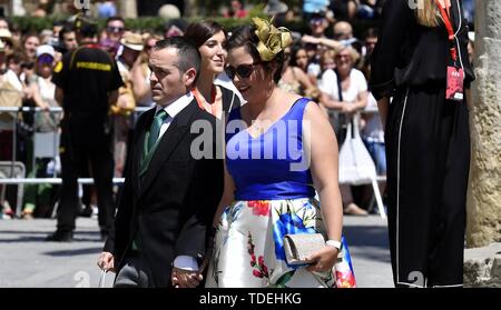 Sevilla, Spanien. 15 Juni, 2019. Die Gäste kommen an die Hochzeit von Sergio Ramos und Pilar rubio in Sevilla, Samstag, Juni 16, 2019 Credit: CORDON PRESSE/Alamy leben Nachrichten Stockfoto