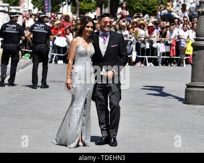 Sevilla, Spanien. 15 Juni, 2019. Die Gäste kommen an die Hochzeit von Sergio Ramos und Pilar rubio in Sevilla, Samstag, Juni 16, 2019 Credit: CORDON PRESSE/Alamy leben Nachrichten Stockfoto