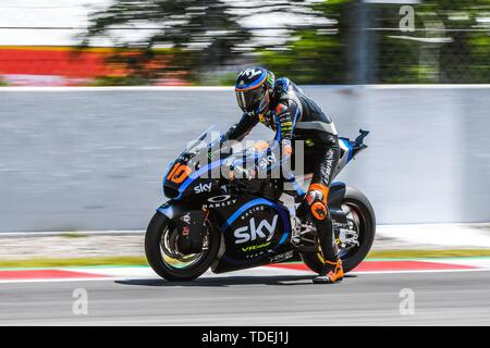 LUCA MARINI (10) von Italien und SKY Racing Team VR 46 Während der Moto2-Qualifying der Ctalunya Grand Prix im Stromkreis de Barcelona Rennbahn in Montmelo, Spanien am 15. Juni 2019 (Foto: Alvaro Sanchez) Credit: CORDON PRESSE/Alamy leben Nachrichten Stockfoto