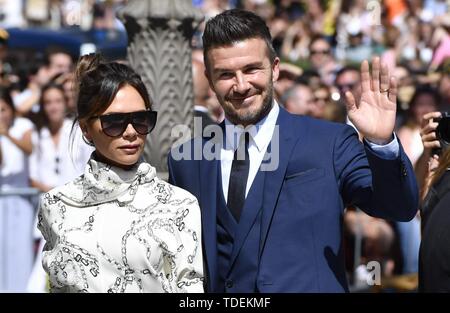 Sevilla, Spanien. 15 Juni, 2019. David und Victoria Beckham während der Hochzeit von Sergio Ramos und Pilar rubio in Sevilla am Samstag, den 15. Juni 2019. Credit: CORDON Cordon Drücken Sie die Taste/Alamy leben Nachrichten Stockfoto