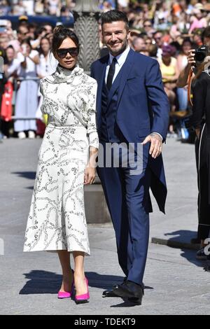 Sevilla, Spanien. 15 Juni, 2019. David und Victoria Beckham während der Hochzeit von Sergio Ramos und Pilar rubio in Sevilla am Samstag, den 15. Juni 2019. Credit: CORDON Cordon Drücken Sie die Taste/Alamy leben Nachrichten Stockfoto