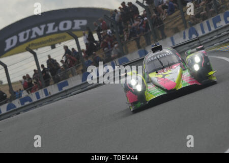 Von Le Mans, Sarthe, Frankreich. 15 Juni, 2019. Rebellion Racing R13 Gibson rider ANDRAE' LOTTERER (GER) in Aktion bei der 87. Auflage der 24 Stunden von Le Mans die letzte Runde der FIA World Endurance Championship an der Sarthe Stromkreis in Le Mans - Frankreich Quelle: Pierre Stevenin/ZUMA Draht/Alamy leben Nachrichten Stockfoto