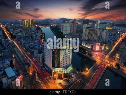 Nachtansicht von Xuzhou Stadt Stockfoto