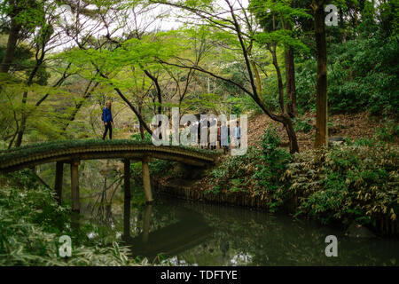 Rikugi-en ist ein Tokioter Stadtpark in Bunkyō-ku. Der Name Rikugi-en bedeutet Garten der sechs Prinzipien, Stockfoto