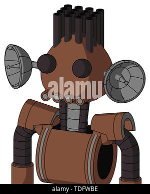 Porträt Stil braun Mech mit abgerundeten Kopf und Rohre Mund und zwei Augen und die Haare. Stockfoto