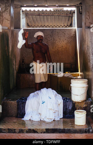 Die traditionelle Dhobi Khana öffentliche Wäscherei in Kochi, Indien. Stockfoto