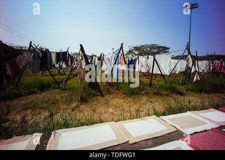 Die traditionelle Dhobi Khana öffentliche Wäscherei in Kochi, Indien. Stockfoto