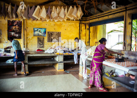 Die traditionelle Dhobi Khana öffentliche Wäscherei in Kochi, Indien. Stockfoto