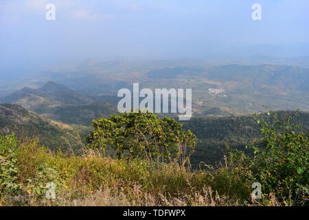 Blick auf das Tal von Cumbam Meghamalai Hügeln in Tamil Nadu Stockfoto