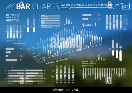 Balken-, Säulen- und Histogrammen Infografik Elemente Stock Vektor