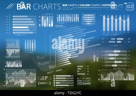 Balken-, Säulen- und Histogrammen Infografik Elemente Stock Vektor