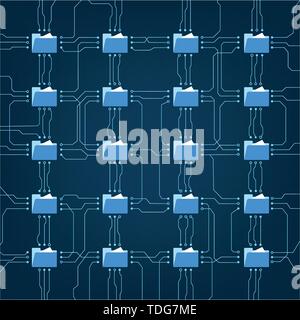 Data Storage Archiv Konzept mit Ordner verknüpft auf Platine Vector Illustration Stock Vektor