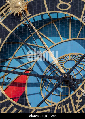 Prag Astronomische Uhr am Rathaus am Altstädter Ring, auch prazsky Orloj in der Tschechischen genannt. Stockfoto