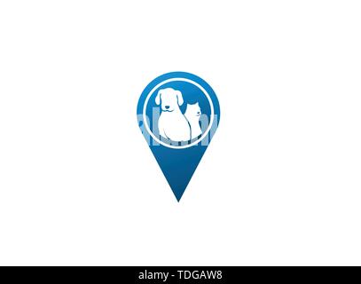 Neben Hund Katze ein freundliches Haustier Familie Logo Design Illustration in einem Symbol Stock Vektor