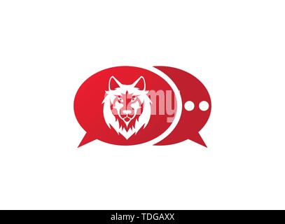 Wolf Kopf und Gesicht nach vorn in einen Chat Symbol für Logo vektor design Stock Vektor