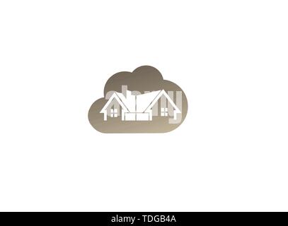 Architektur für Haus und Häuser für Logo Design Illustration, Eigenschaft Symbol in einer Cloud Symbol Stock Vektor