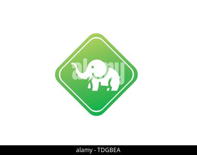 Süße Elefant mit Schlauch und Hörner logo vektor design in der Form Stock Vektor