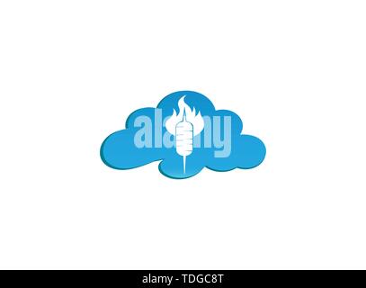 Döner Kebab, Türkische Fleisch essen, Grill im Feuer Grill für Logo Design Illustration, bbq in einer Cloud Symbol Stock Vektor