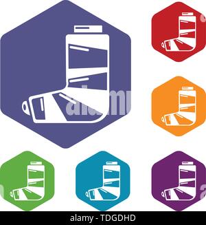 Fuß in Gips Symbol, einfachen Stil. Stock Vektor
