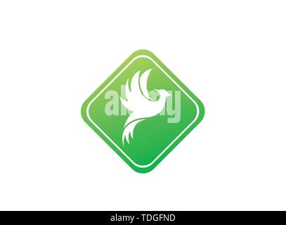 Phoenix fliegender Vogel und der Adler offenen Flügeln Logo Design Illustration in der Form Stock Vektor