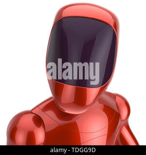 Roboter Cyborg dummy Red futuristische bot spaceman Konzept. 3D-Render auf weißem Hintergrund Stockfoto