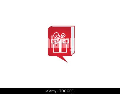 Geschenkbox und Überraschung für Logo Design Illustration in Symbol Chat Stock Vektor