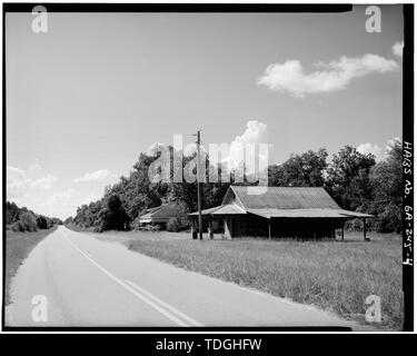 Nordwestseite - Jimmy Carter Boyhood Home, Alte ebenen Landstraße (Libanon Friedhof Straße), Ebenen, Sumter County, GA Stockfoto