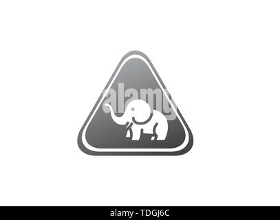 Süße Elefant mit Schlauch und Hörner Logo Design in der Form Stock Vektor