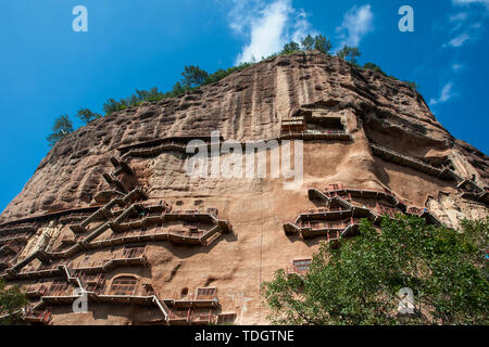 Grotten von Maijishan Tianshui, Gansu Provinz Stockfoto