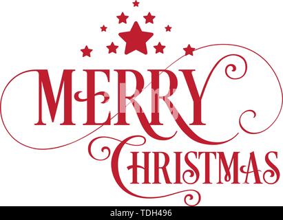 Frohe Weihnachten einzigartige Handdrawn Typografie Farbe Rot mit Sternen. Tolles Design Element für Glückwunsch Karten, Einladungskarte, Grußkarten. Stock Vektor